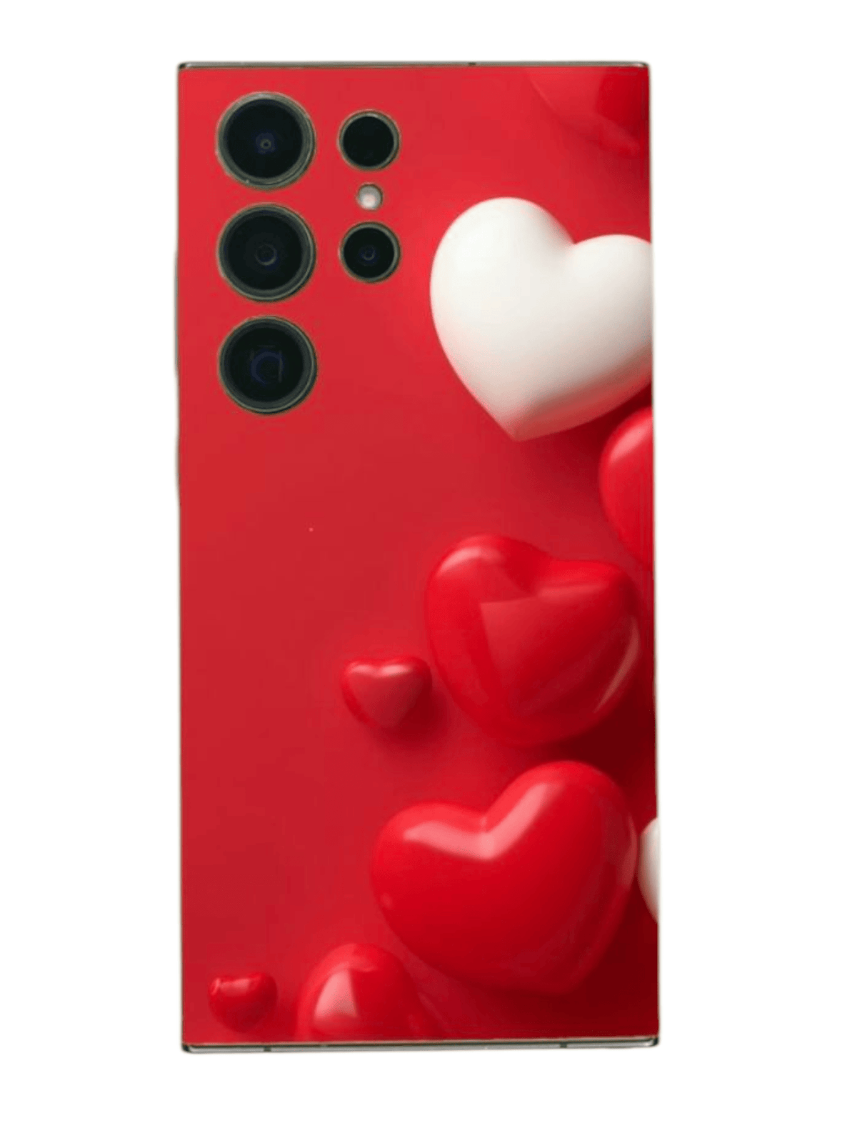 BackSkin Heart Pop – puhelimen takakalvo sydänkuviolla ja punaisella taustalla