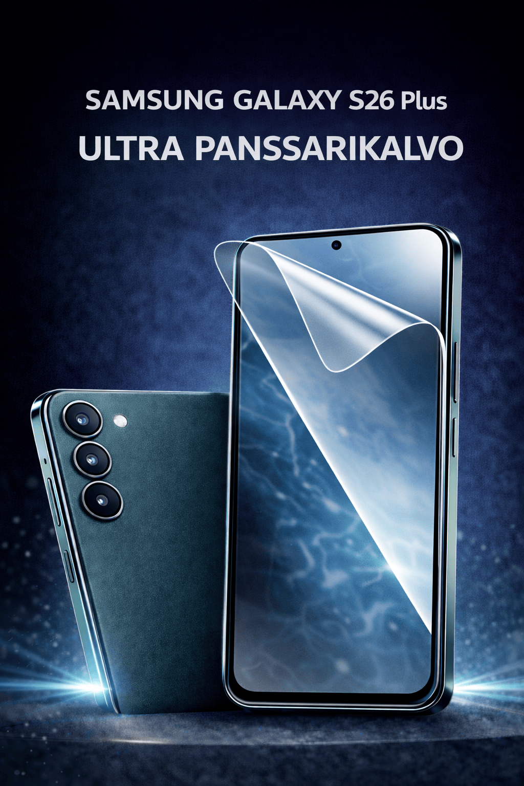 Samsung Galaxy S26 Plus Ultra panssarikalvo – lasimainen ja halkeamaton näytönsuoja, Arctic Shield