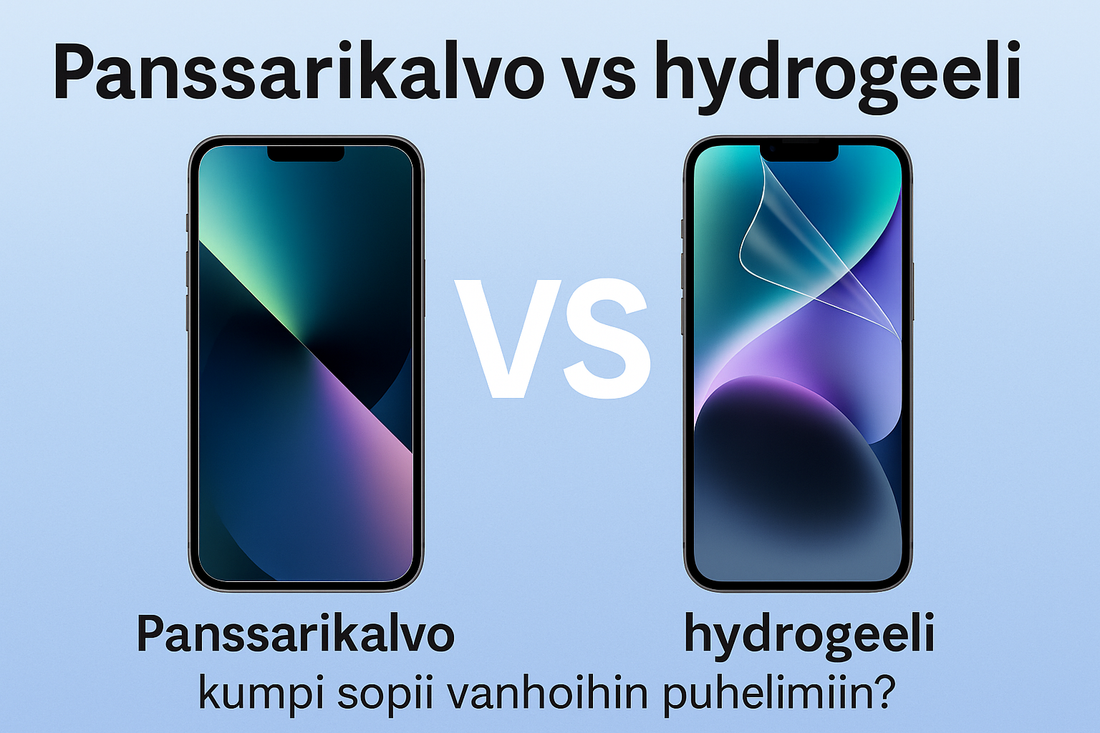Panssarikalvo vs hydrogeeli – vertailu siitä, kumpi näytönsuoja sopii parhaiten vanhoihin puhelinmalleihin.