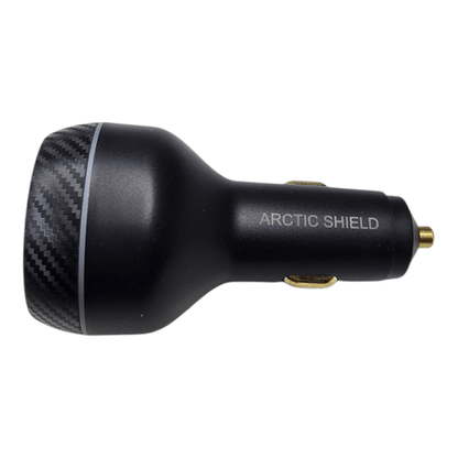Arctic Shield 130 W autolaturi – musta metallirunko ja hiilikuitukuviointi