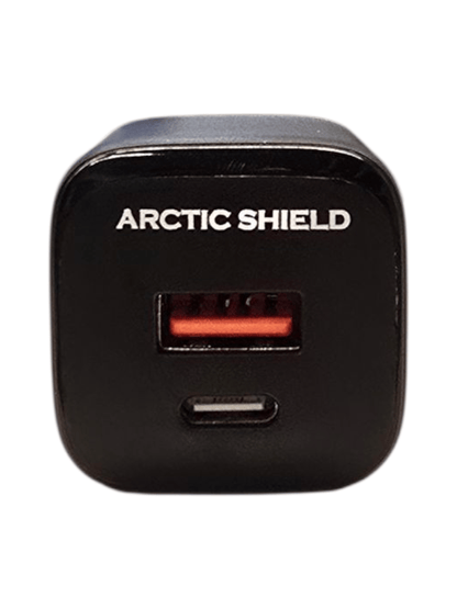 Arctic Shield 33W USB-C + USB-A seinälaturi – Musta etukuva