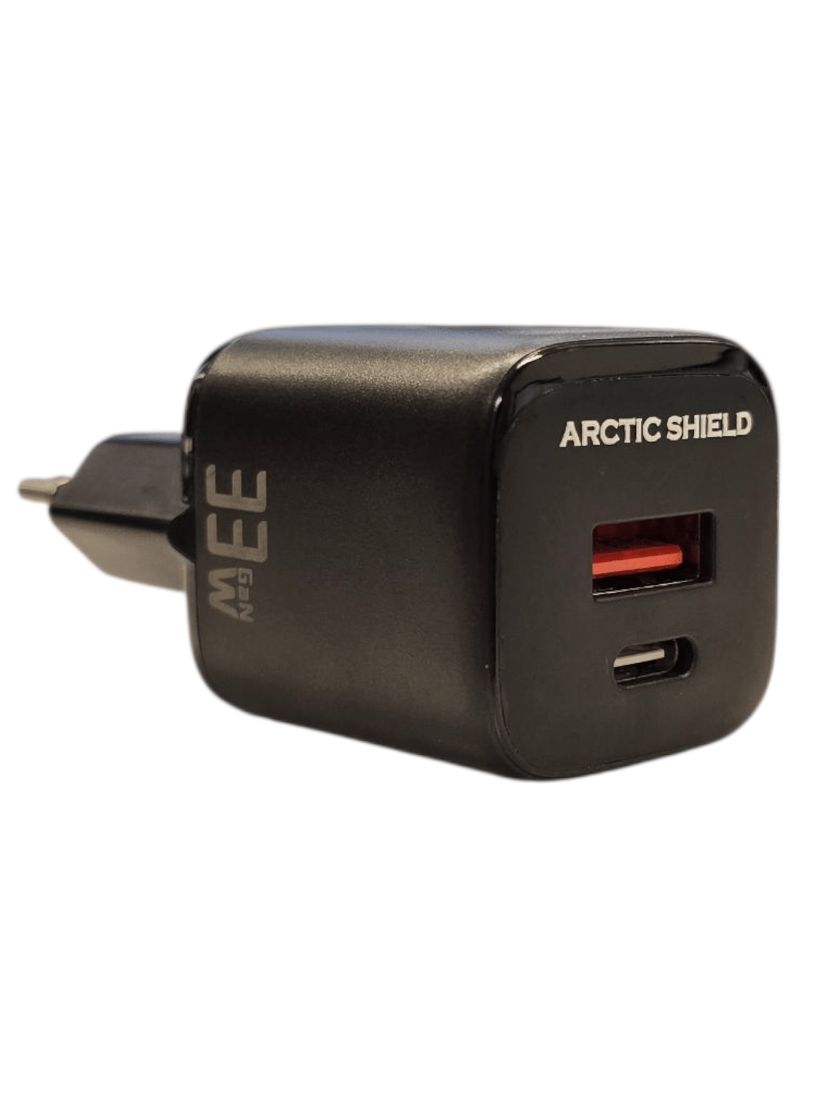 Arctic Shield 33W USB-C + USB-A seinälaturi – Musta pakkauksessa