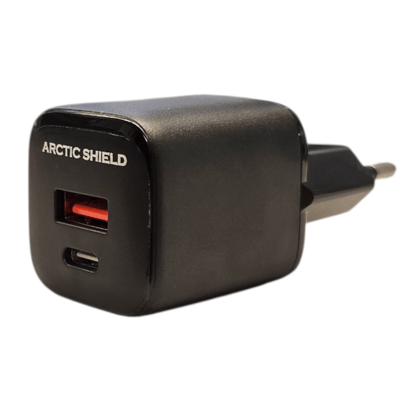 Arctic Shield 33W USB-C + USB-A seinälaturi – Musta sivukuva