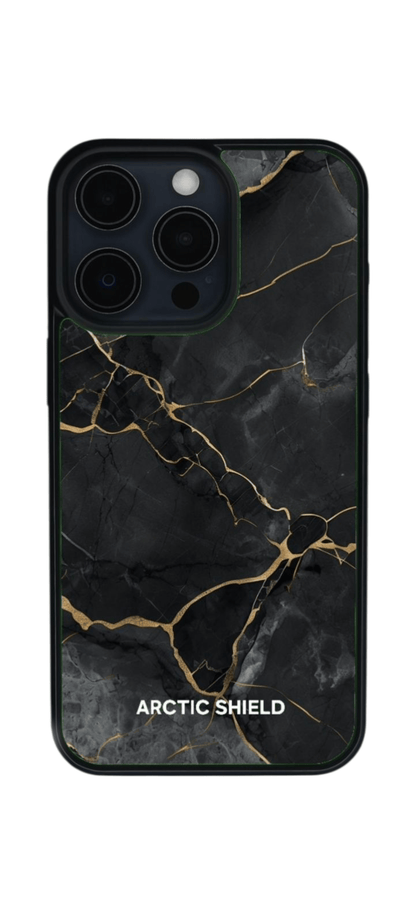 iPhone 14 Pro Arctic Shield Musta Marmori Suojakuori