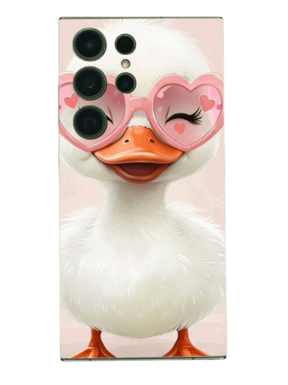 BackSkin Love Duck – puhelimen takakalvo suloisella ankkadesignilla ja sydänlaseilla