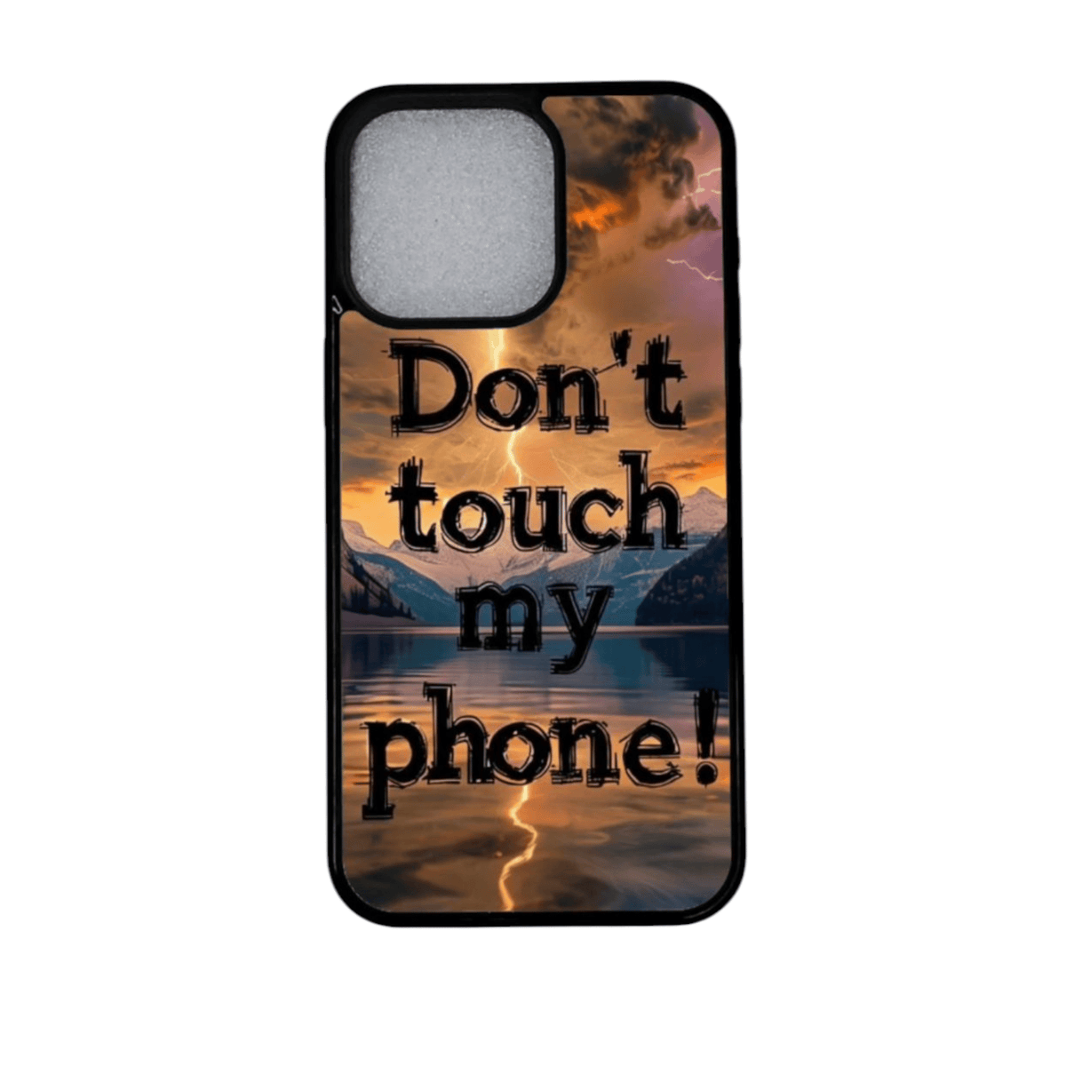 iPhone 12 Pro suojakuori tekstiprintillä: Don't touch my phone – etunäkymä
