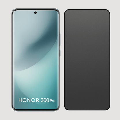 Honor 200 Pro puhelin ja mattapintainen privacy panssarikalvo vierekkäin