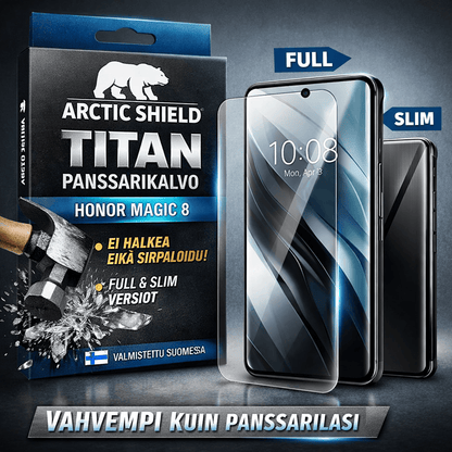 Arctic Shield Titan panssarikalvo Honor Magic 8 -puhelimelle – lasimainen ja panssarilasia kestävämpi näytönsuoja