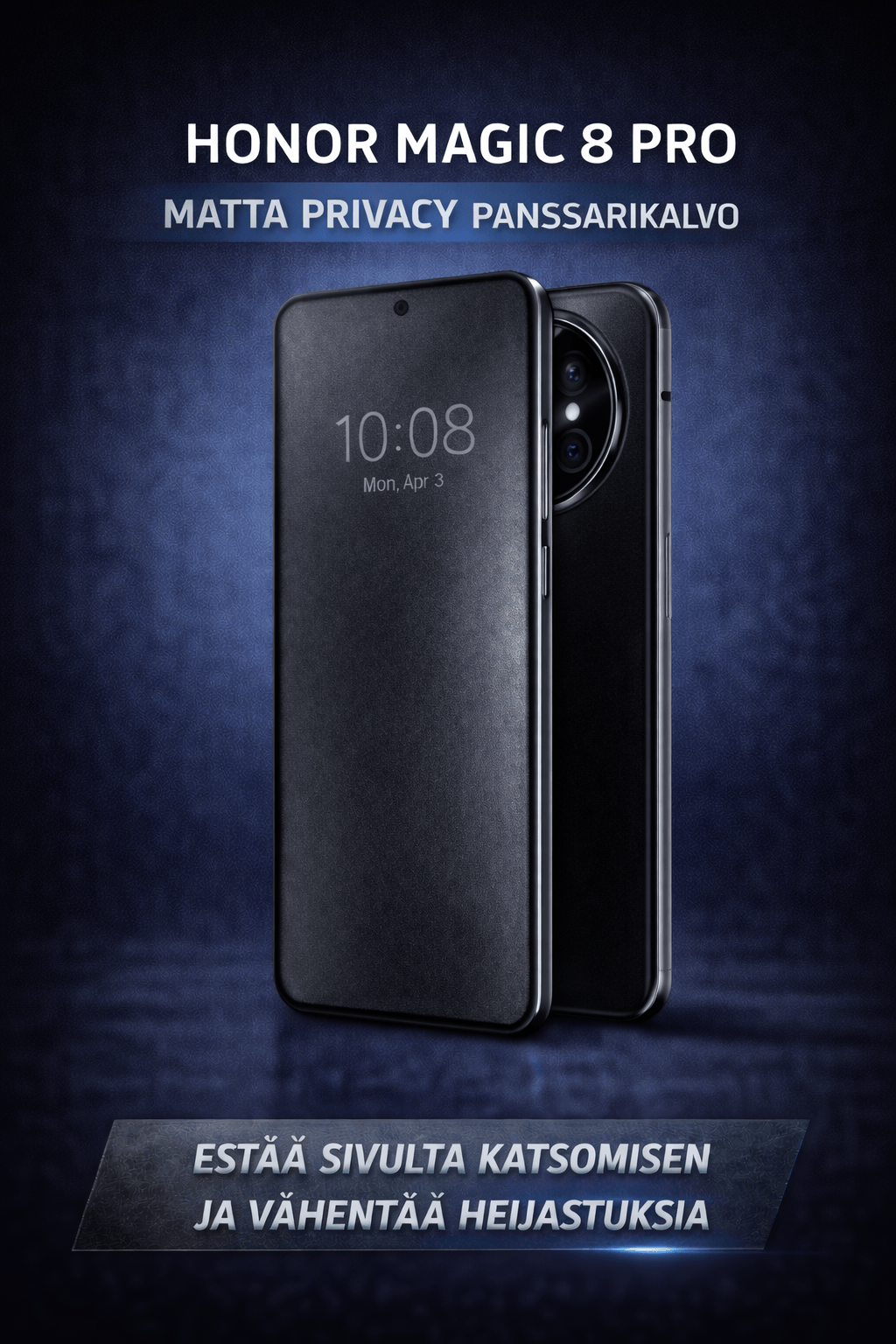 Honor Magic 8 Pro matta privacy panssarikalvo – tumma ja maitomainen näytönsuoja, joka estää sivulta katsomisen ja vähentää heijastuksia