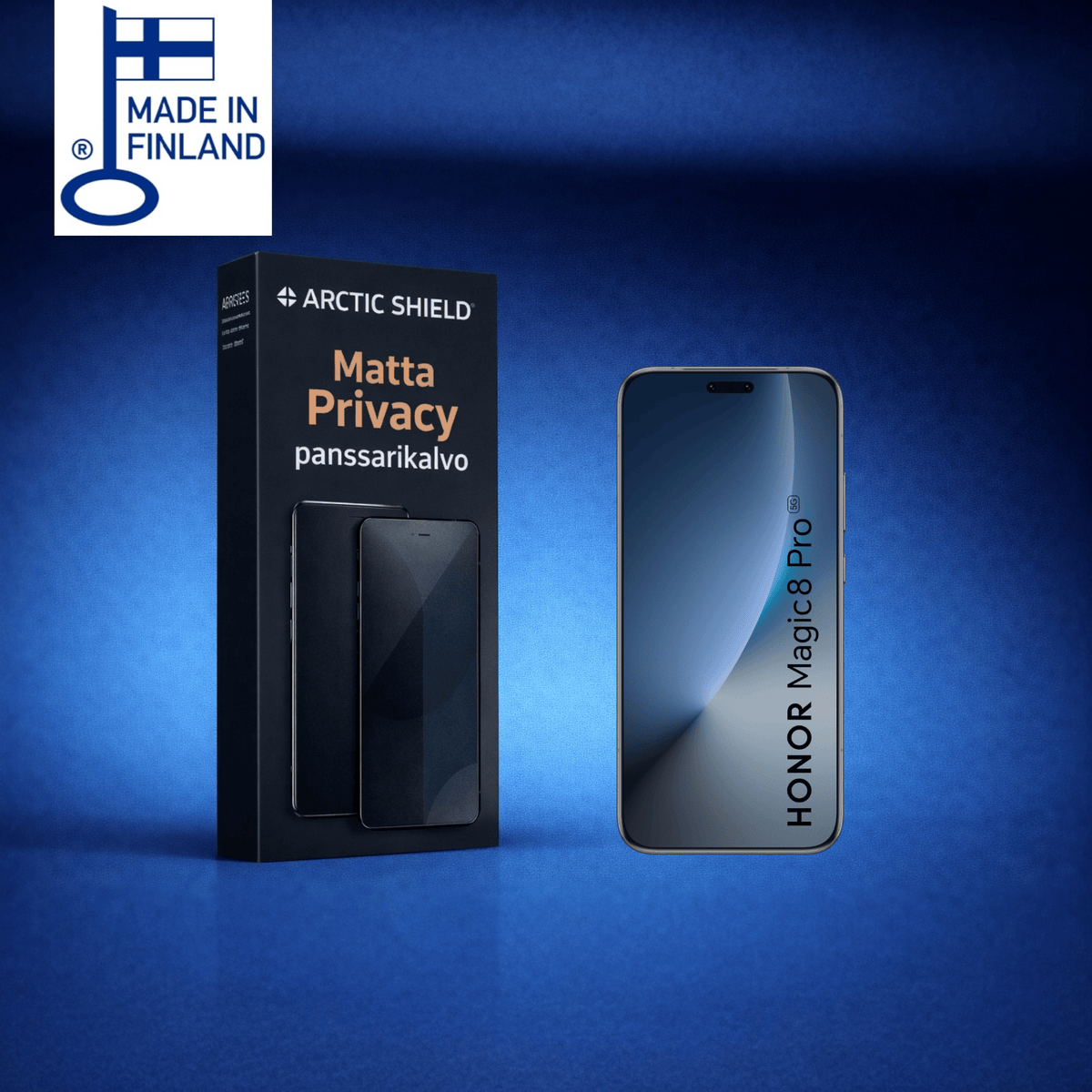 Honor Magic 8 Pro panssarikalvo- matta privacy  – tumma ja maitomainen näytönsuoja, joka estää sivulta katsomisen ja vähentää heijastuksia