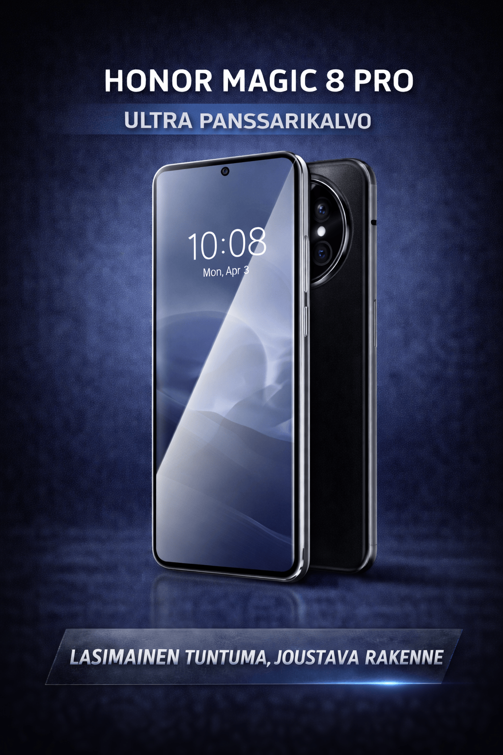 Honor Magic 8 Pro Ultra panssarikalvo – lasimainen ja erittäin liukas näytönsuoja, joka joustaa ja kestää iskuja ilman halkeamista
