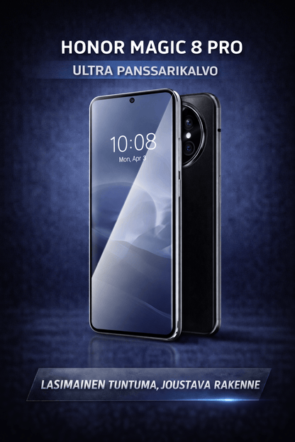 Honor Magic 8 Pro Ultra panssarikalvo – lasimainen ja erittäin liukas näytönsuoja, joka joustaa ja kestää iskuja ilman halkeamista