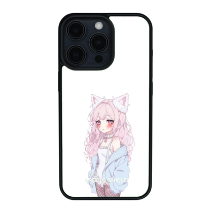 iPhone 12 puhelimen kuori – Vaaleanpunainen animehahmo

