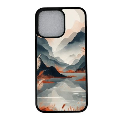 iPhone 12 kuori taiteellisella vuoristomaisemalla ja magneetilla