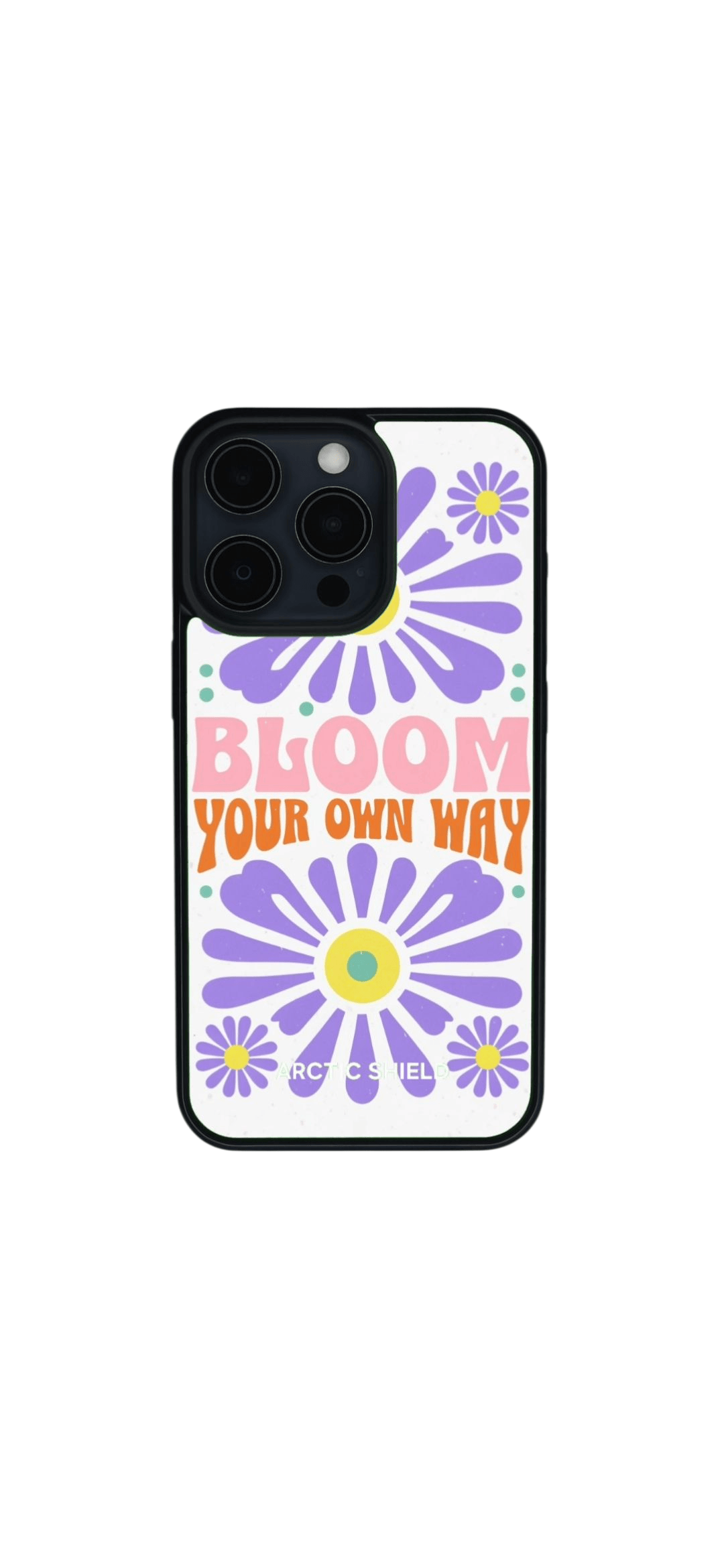iPhone 12 Magsafe suojakuori – kukkakuosi ja teksti Bloom Your Own Way Arctic Shield