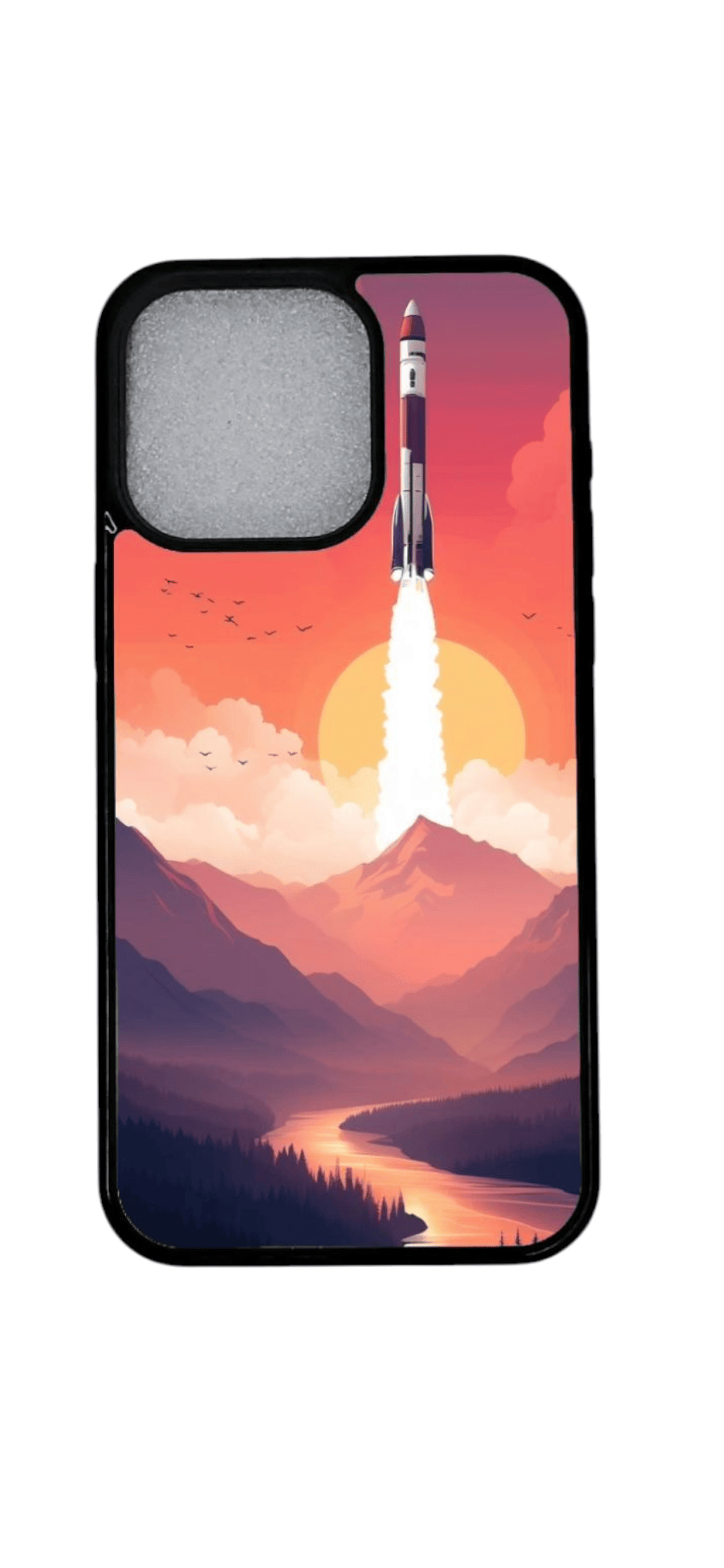 iPhone 12 Pro kuori rakettinousu-kuvalla edestä (etukuva)