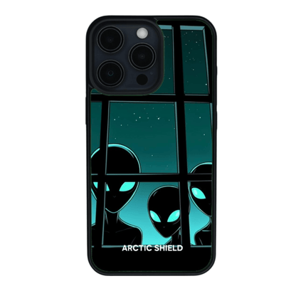 iPhone 13 mini phone case - Aliens behind window	