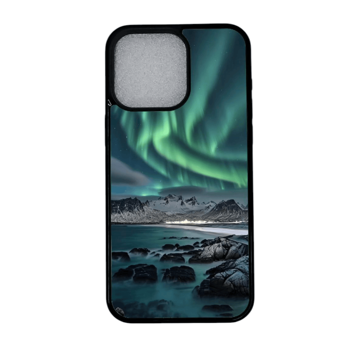 Apple iPhone 14 suojakuori – Revontulet ja vuorimaisema – etukuva