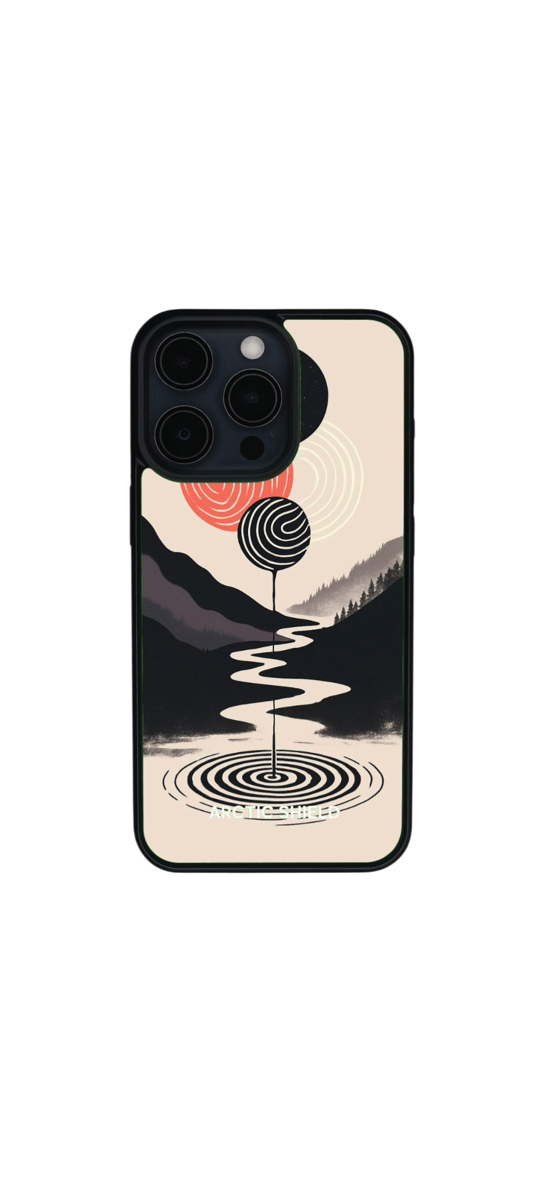 iPhone 15 Plus Magsafe suojakuori – aurinko ja maisemadesign Arctic Shield