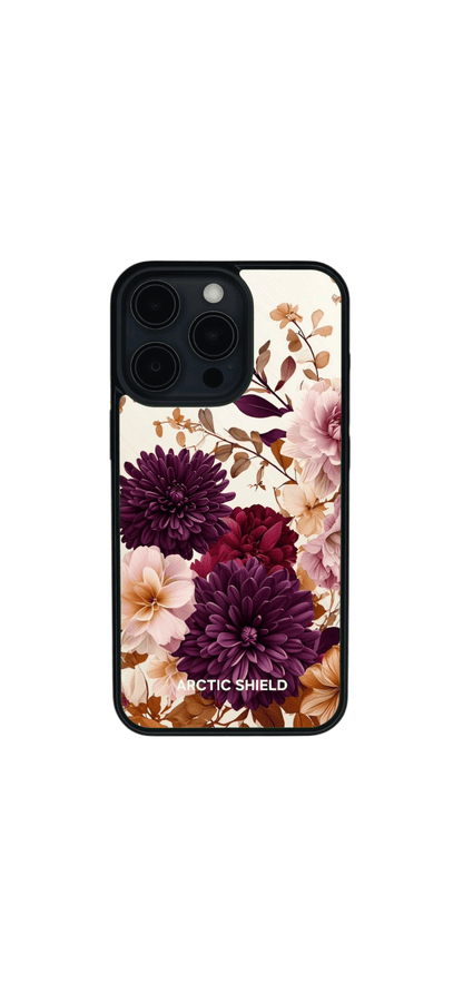 iPhone 15 Pro Max Magsafe suojakuori – kukkakuosi viininpunaisilla ja vaaleilla sävyillä