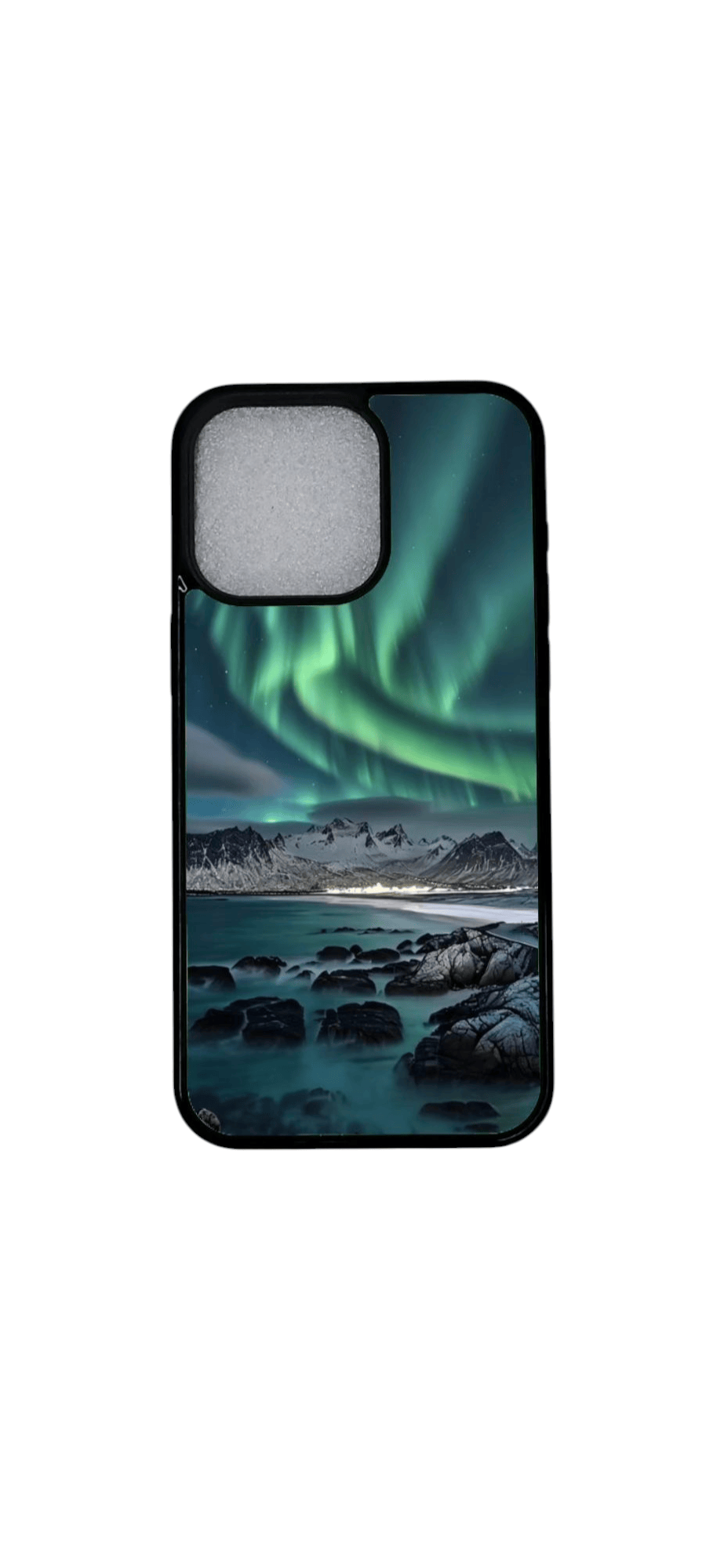Apple iPhone 16 suojakuori – Revontulet ja vuorimaisema – sivukuva