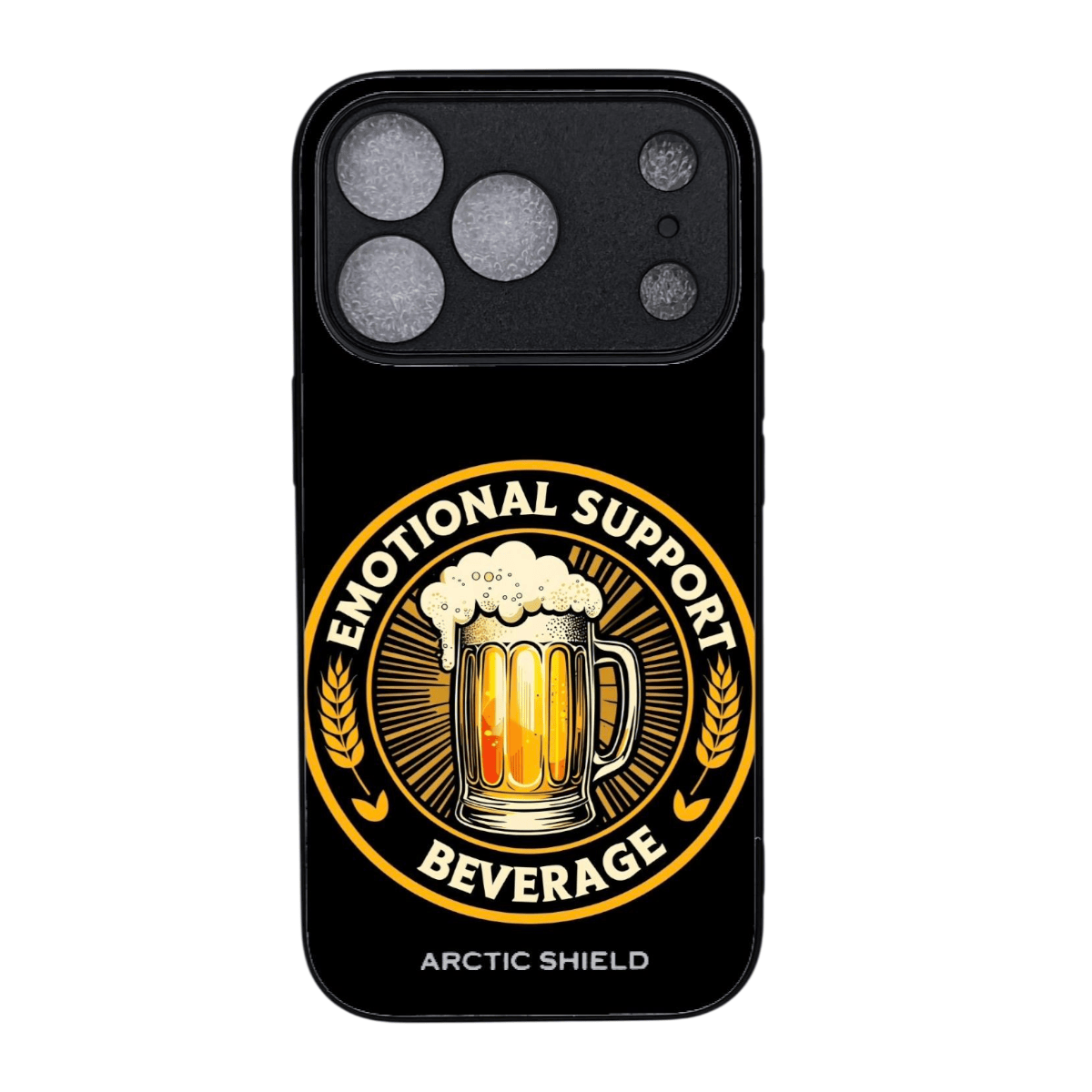 iPhone 17 Pro Max suojakuori MagSafe yhteensopiva – Arctic Shield olutkuosi Emotional Support Beverage design

