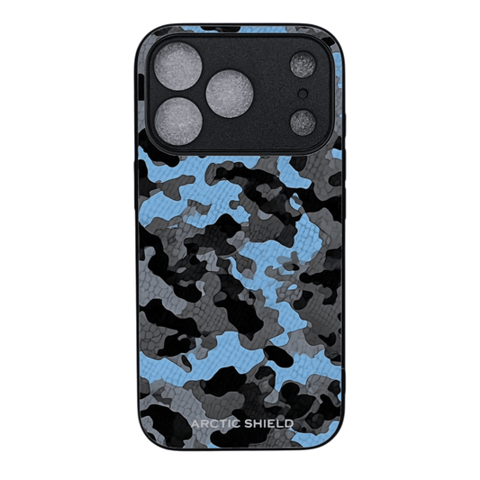 iPhone 17 Pro Max suojakuori MagSafe yhteensopiva – Arctic Shield sininen harmaa musta maastokuvio camouflage design

