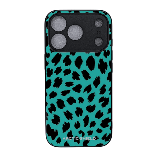 iPhone 17 Pro Max suojakuori MagSafe yhteensopiva – Arctic Shield turkoosi leopardikuvio

