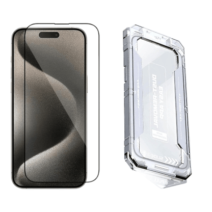 iPhone 17 Pro panssarilasi pakkauksessa – mukana yksi panssarilasi ja asennuskehikko