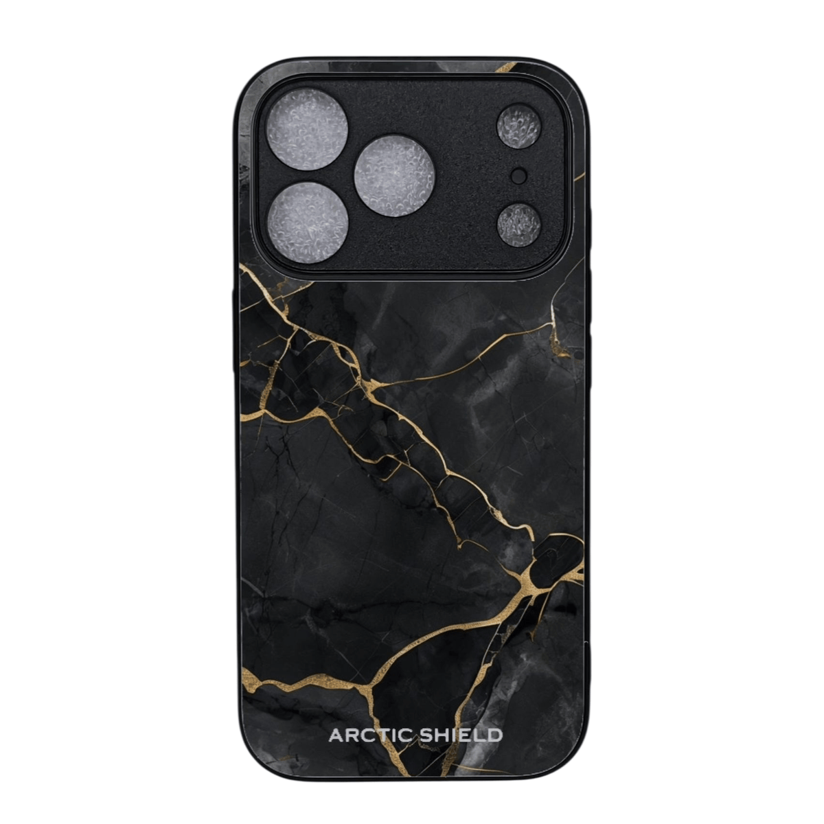 iPhone 17 Pro suojakuori musta marmori kulta MagSafe yhteensopiva Arctic Shield