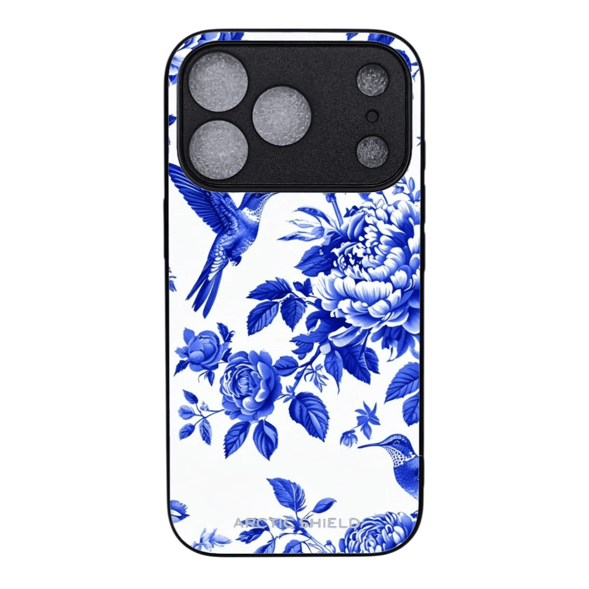 iPhone 17 Pro suojakuori sinivalkoinen kukka ja lintu MagSafe yhteensopiva Arctic Shield