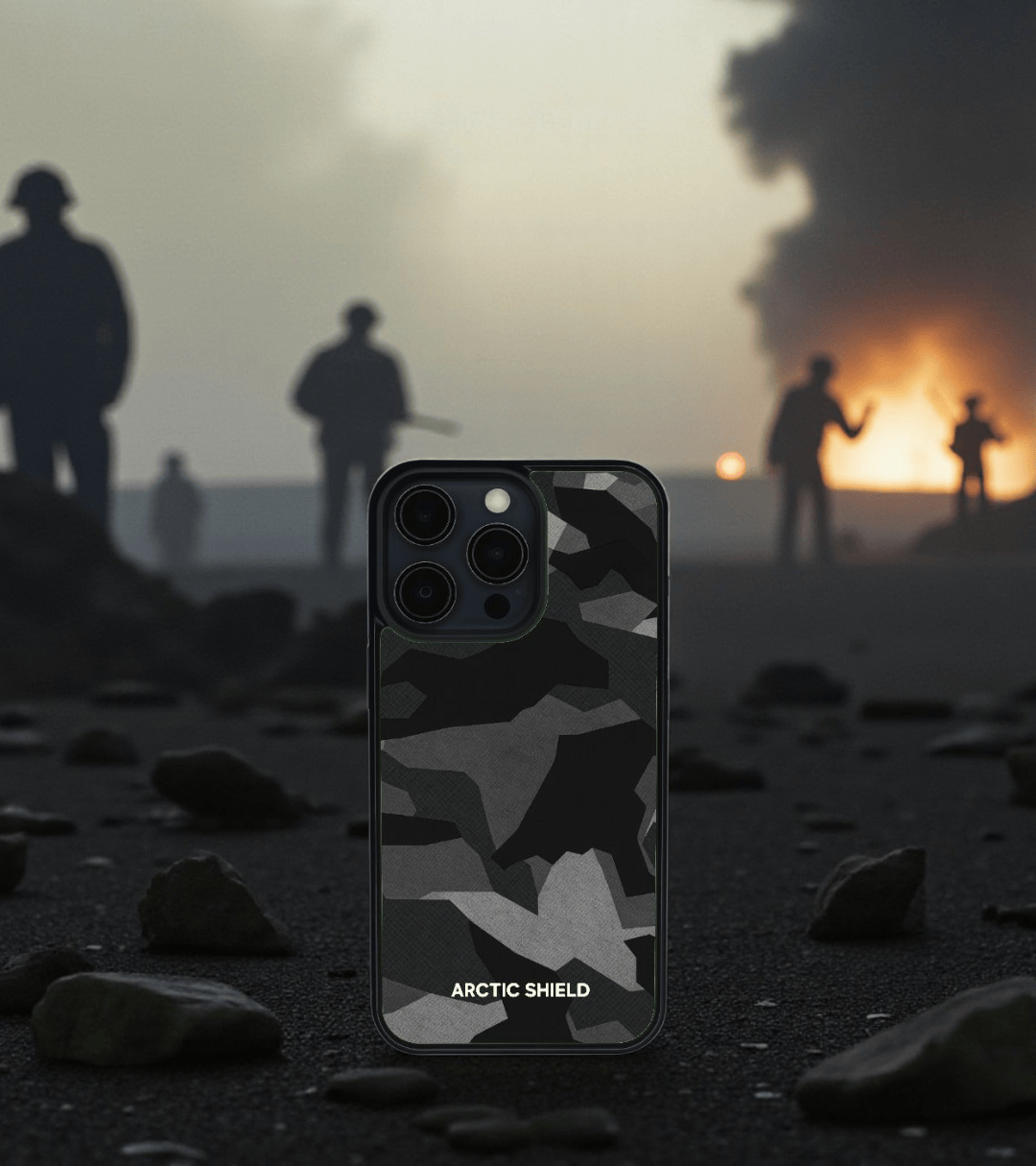 iPhone Black Camo suojakuori – Arctic Shield, musta maastokuosi