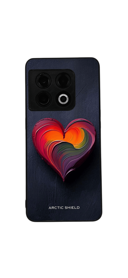 OnePlus 10 Pro Arctic Shield suojakuori – värikäs sydän mustalla taustalla


