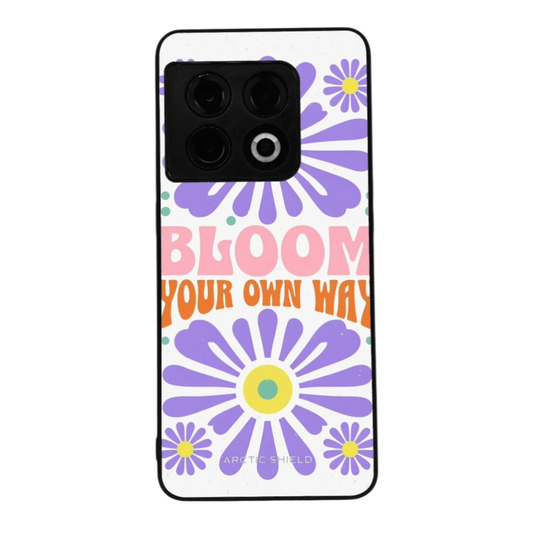 OnePlus 10 Pro suojakuori – retro kukkakuvio ja teksti Bloom Your Own Way