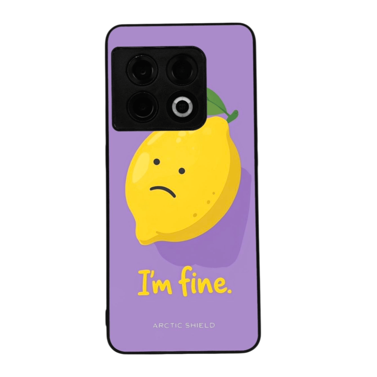 OnePlus 11 kuori Arctic Shield violetti pohja ja humoristinen lemon design
