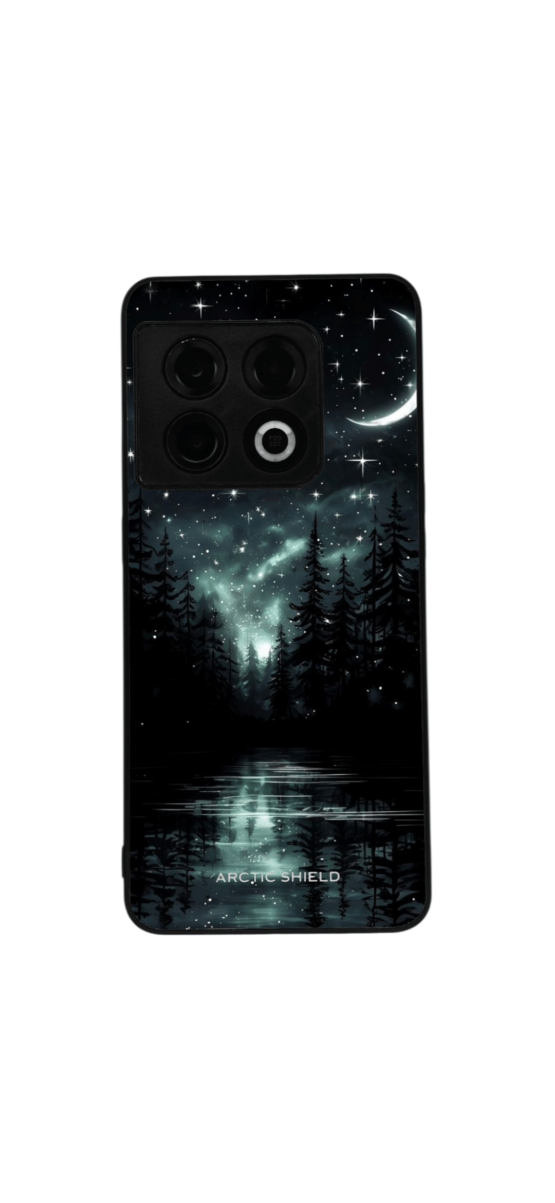 OnePlus 13R Aurora Glade -suojakuori – revontulet, metsä ja järvenheijastus