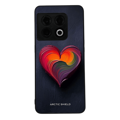 OnePlus 8 Arctic Shield kuori – pystysuora sydän tummaa vasten