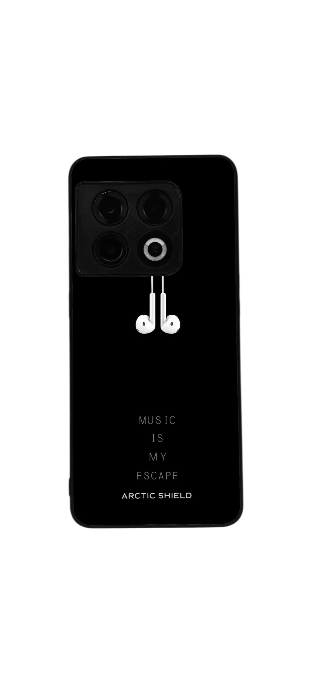 OnePlus 8 Music Escape -suojakuori – kuulokegrafiikka ja teksti “Music Is My Escape”