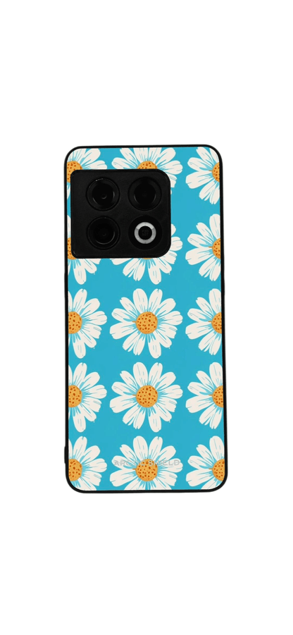 OnePlus 9 Pro Arctic Shield -suojakuori – valkoiset kukat ja sininen tausta