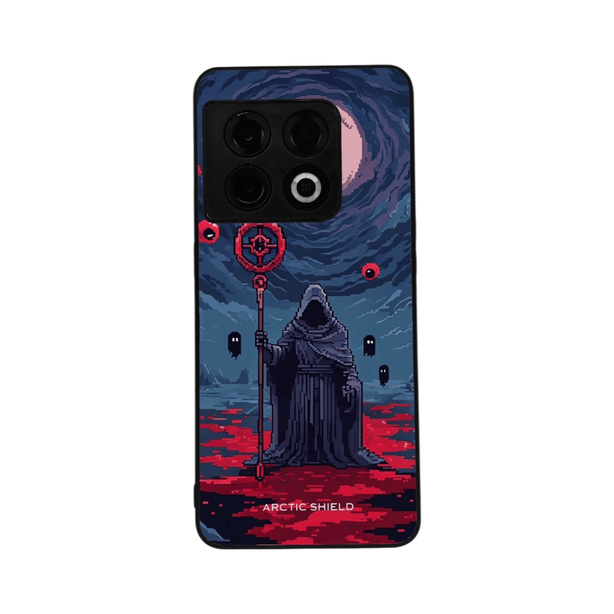 OnePlus 9 Arctic Shield -suojakuori – synkkä velho pikselitaidetyylillä