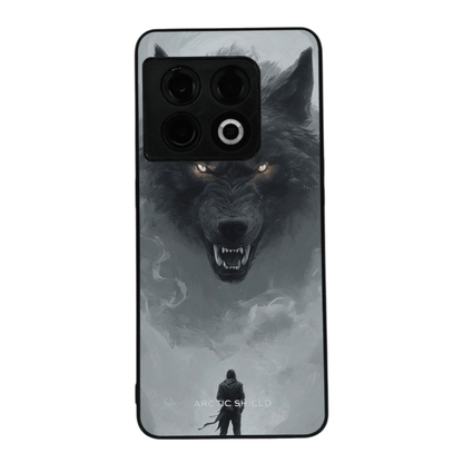 OnePlus Nord 2 Arctic Shield Wolf -suojakuori – utuinen harmaa tausta 