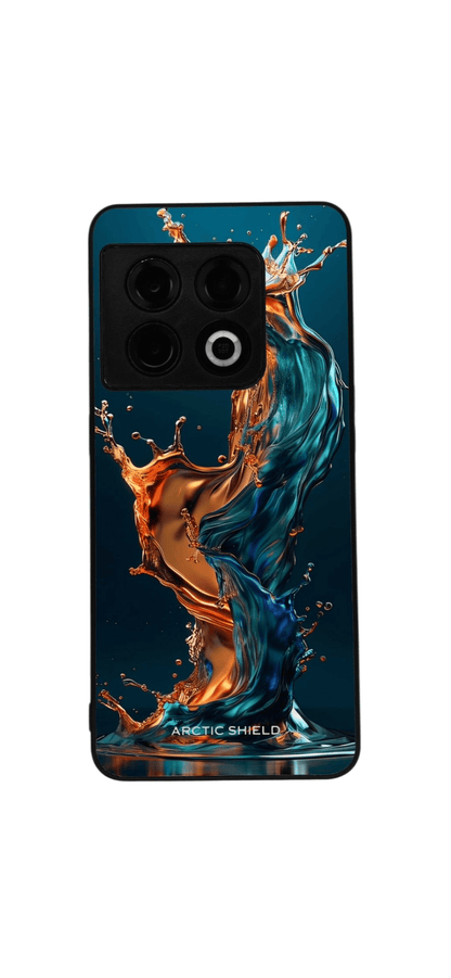 OnePlus Nord 2T Arctic Shield suojakuori – sinioranssi vesiroiske abstrakti tyyli
