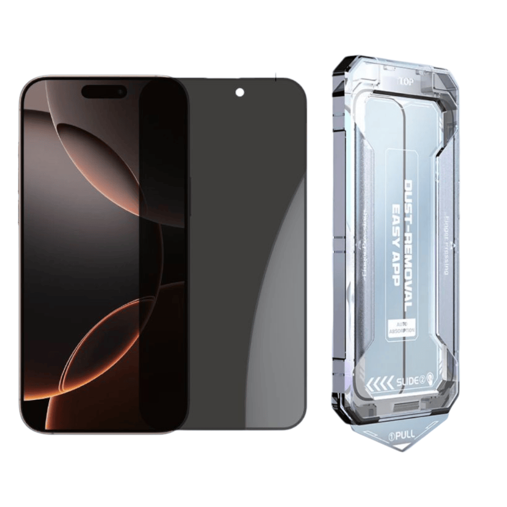 iPhone 16 Plus panssarilasi asennuskehikolla – helppo ja kuplaton asennus