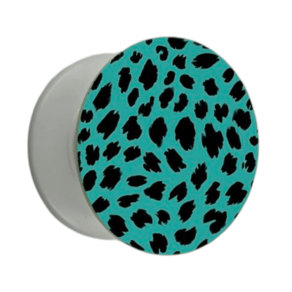 Puhelimen pidike Ø47 mm turkoosilla leopardikuosilla – mobiilikeuppa.com