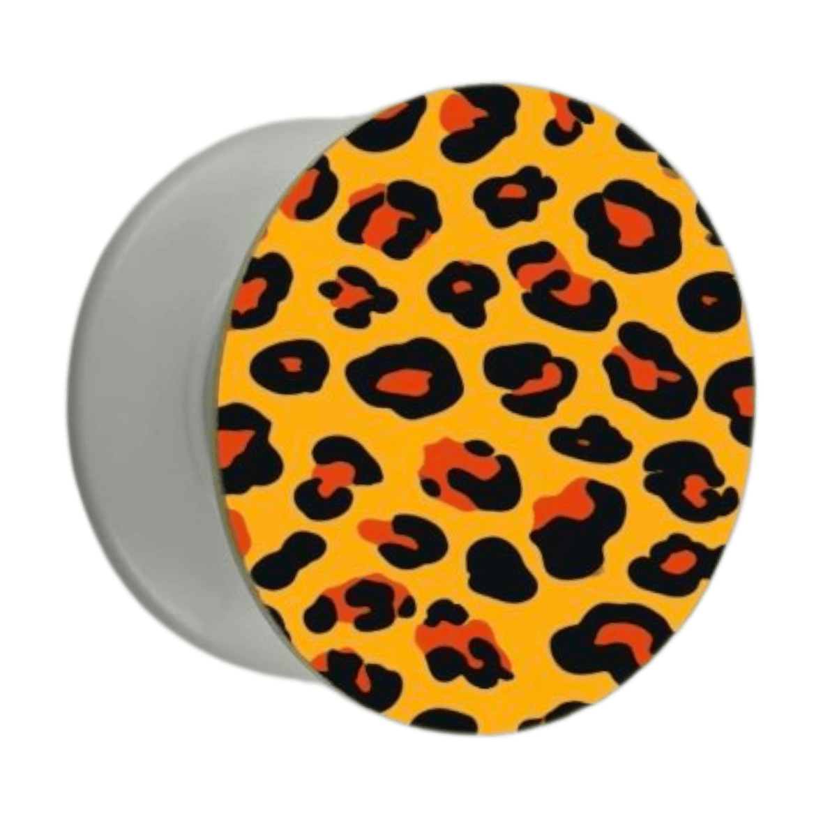 Puhelimen pidike Ø47 mm oranssilla leopardikuviolla – mobiilikeuppa.com