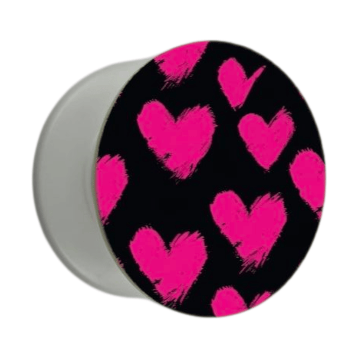 Puhelimen pidike Ø47 mm pinkit sydämet mustalla taustalla – mobiilikeuppa.com