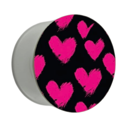 Puhelimen pidike Ø47 mm pinkit sydämet mustalla taustalla – mobiilikeuppa.com