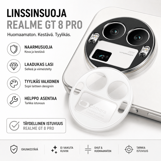 Realme GT 8 Pro valkoinen linssinsuoja – kameran linssin suojalasi
