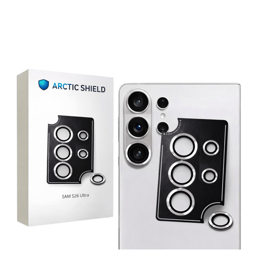 Samsung Galaxy S26 Ultra linssinsuojat ja Arctic Shield pakkaus