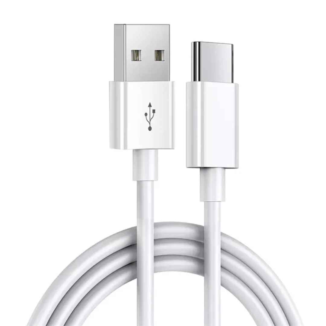 USB-A to USB-C kaapeli 2 m – valkoinen latausjohto nopeaan lataukseen